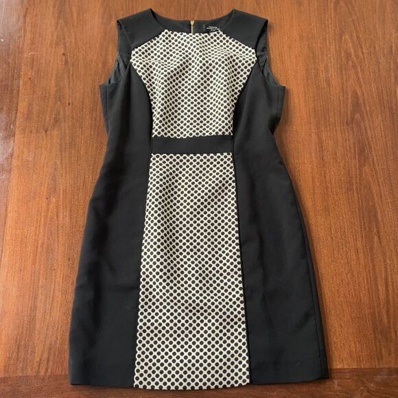 Tahari Black & Tan Polka Dot Dress - Picture 1 of 9